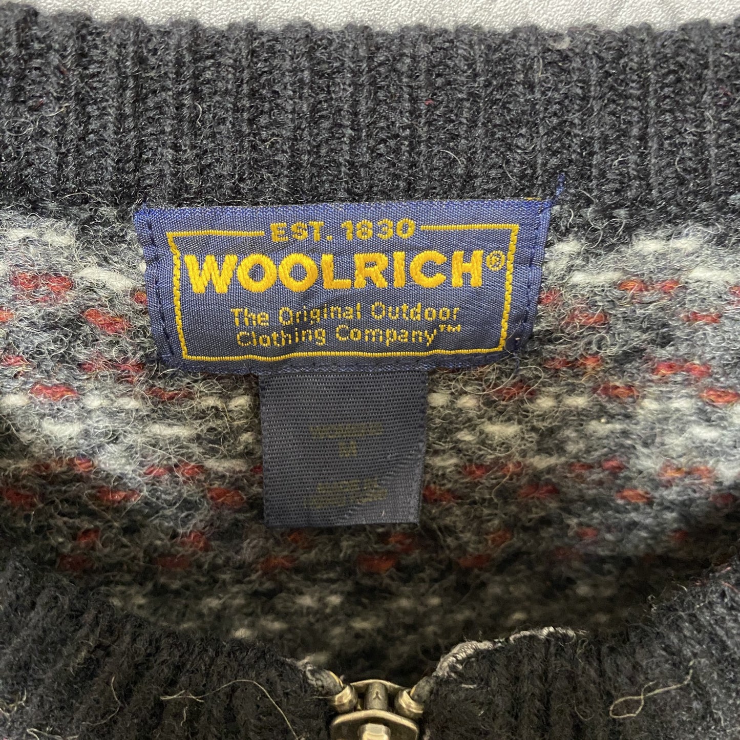 古着 used　WOOLRICH ウールリッチ　長袖ニットカーディガン　セーター　ジップアップ　フルジップ　秋冬服　Mサイズ