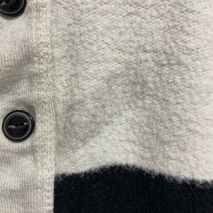 CHAPS　チャップス　長袖ハーフボタン表起毛スウェット　トレーナー　ボーダー　ハイネック　白　ホワイト　Lサイズ　古着