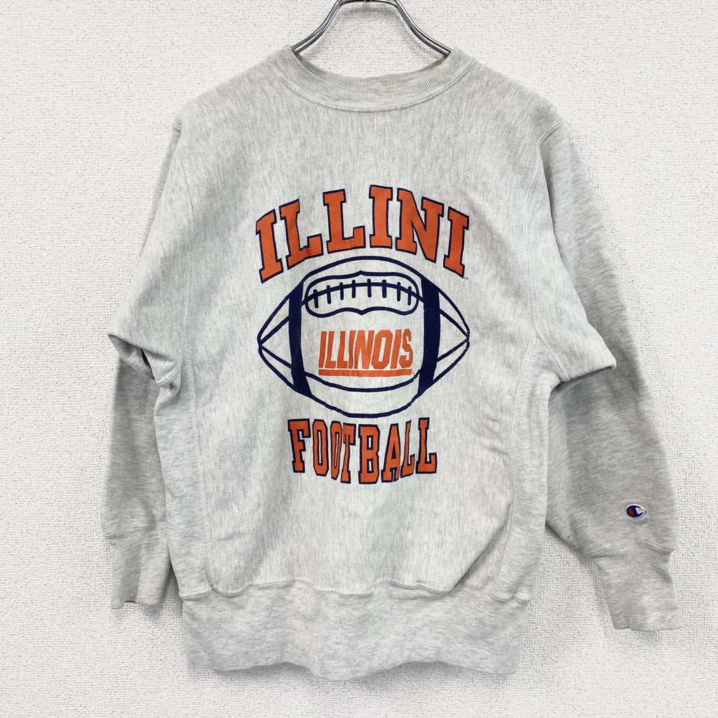 90s　Champion　チャンピオン　リバースウィーブ　スウェット/トレーナー　3連プリント　刺繍タグ　霜降りグレー　Lサイズ　　ヴィンテージ　古着