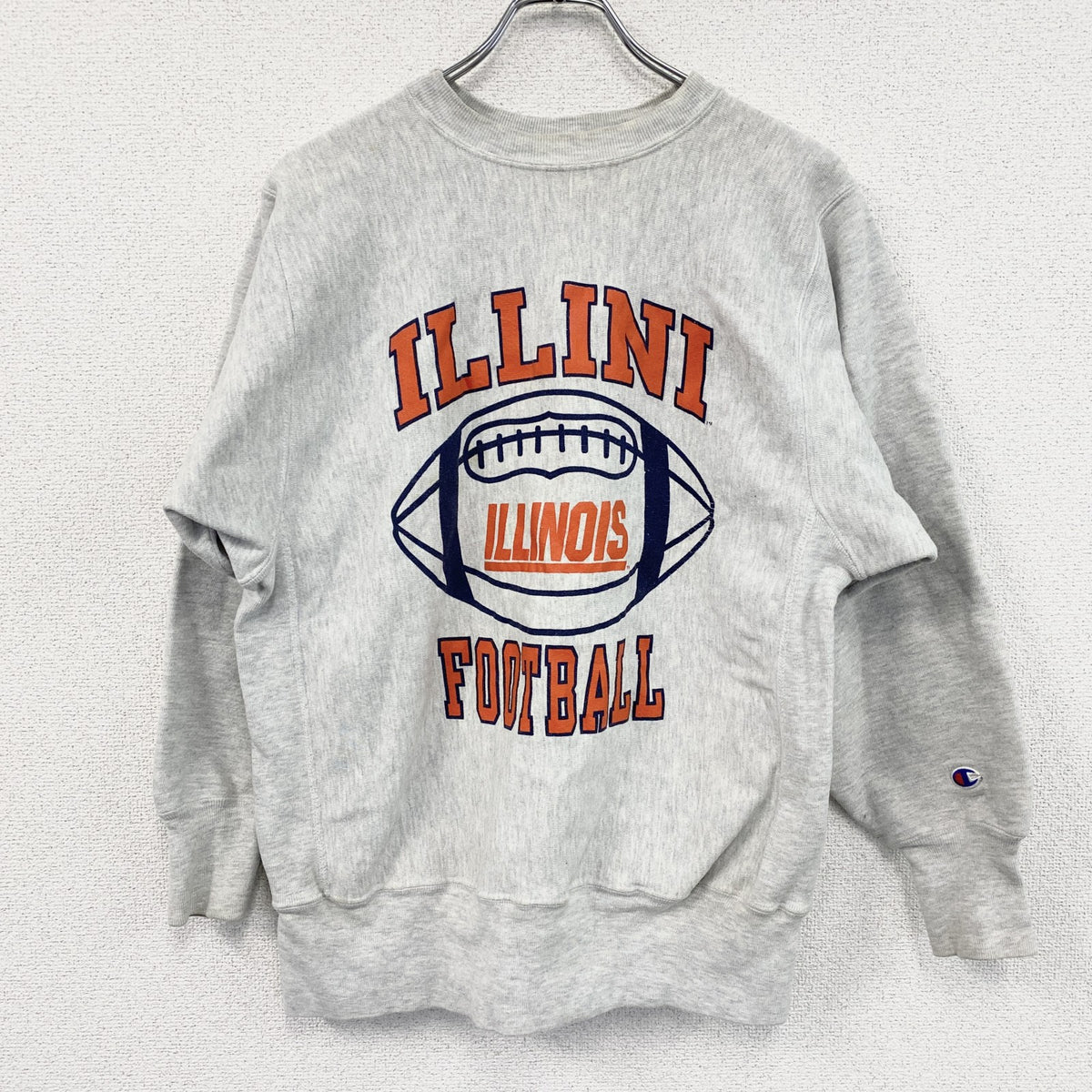 90s　Champion　チャンピオン　リバースウィーブ　スウェット/トレーナー　3連プリント　刺繍タグ　霜降りグレー　Lサイズ　　ヴィンテージ　古着
