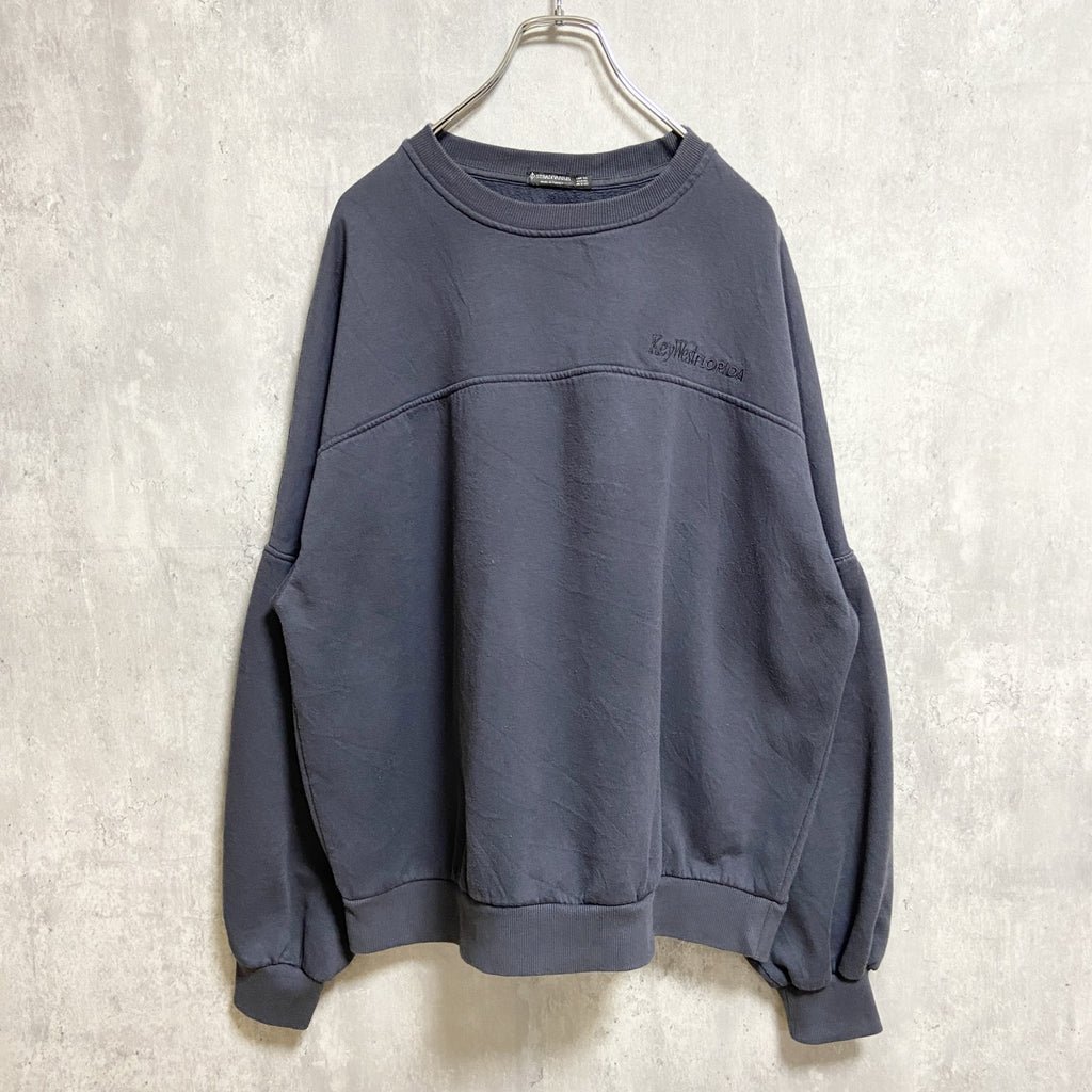 STRADIVARIUS　長袖ワンポイントロゴ刺繍スウェット　トレーナー　黒　ブラック　オーバーサイズ　XLサイズ　古着