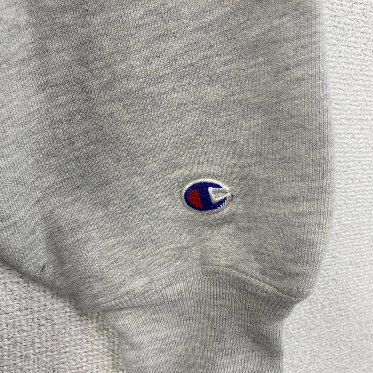 90s　Champion　チャンピオン　リバースウィーブ　スウェット/トレーナー　3連プリント　刺繍タグ　霜降りグレー　Lサイズ　　ヴィンテージ　古着