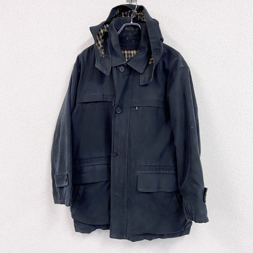 Aquascutum　アクアスキュータム　フルジップジャケット　ハーフコート　紺　ネイビー　Mサイズ　古着
