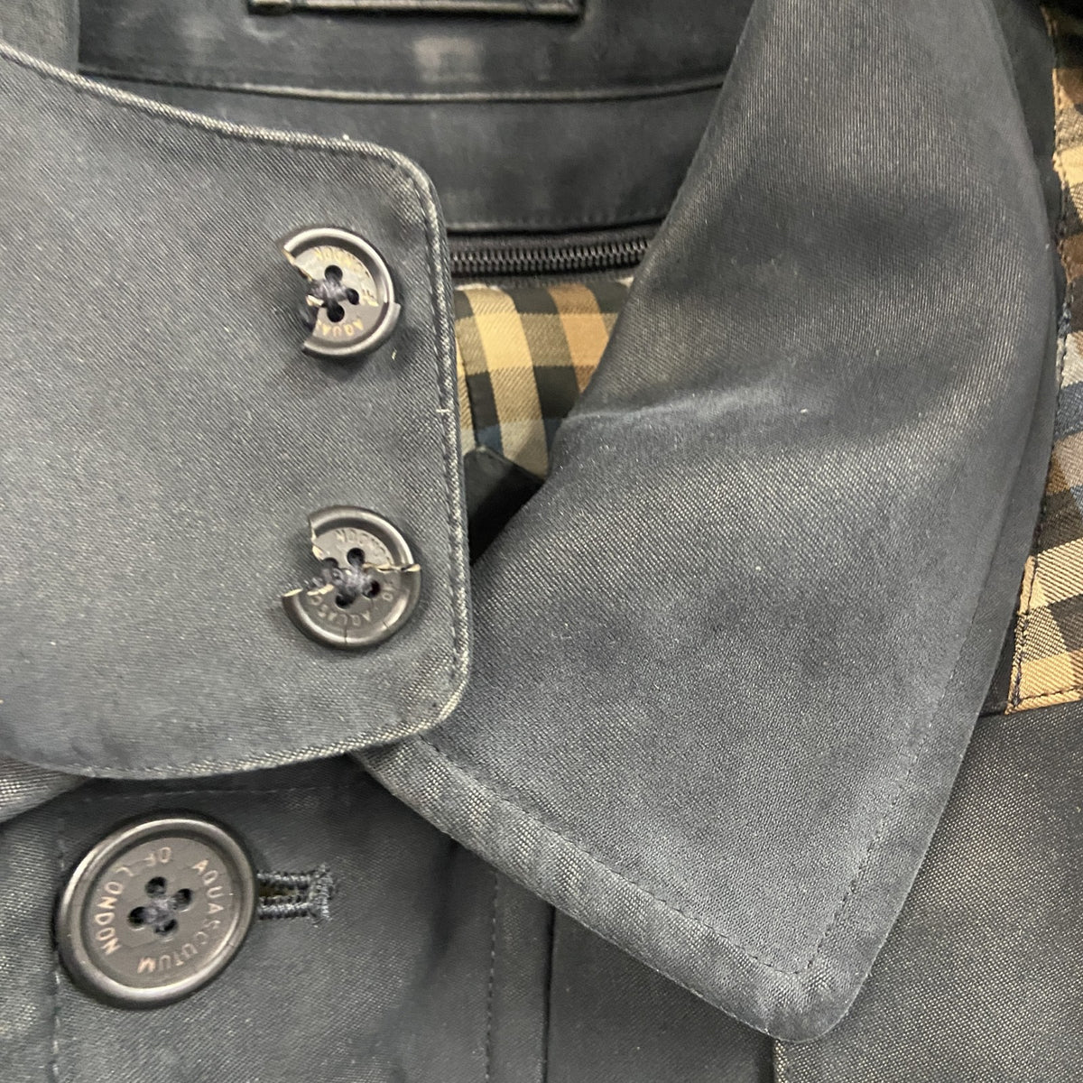 Aquascutum　アクアスキュータム　フルジップジャケット　ハーフコート　紺　ネイビー　Mサイズ　古着
