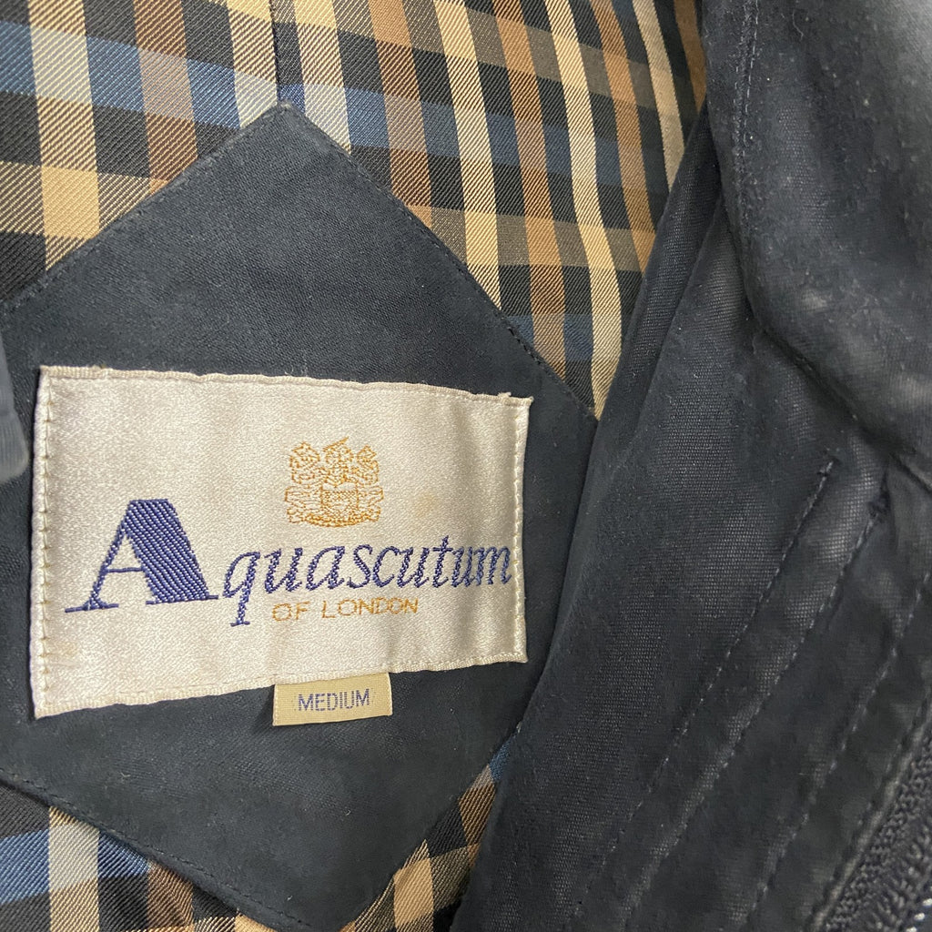 Aquascutum　アクアスキュータム　フルジップジャケット　ハーフコート　紺　ネイビー　Mサイズ　古着