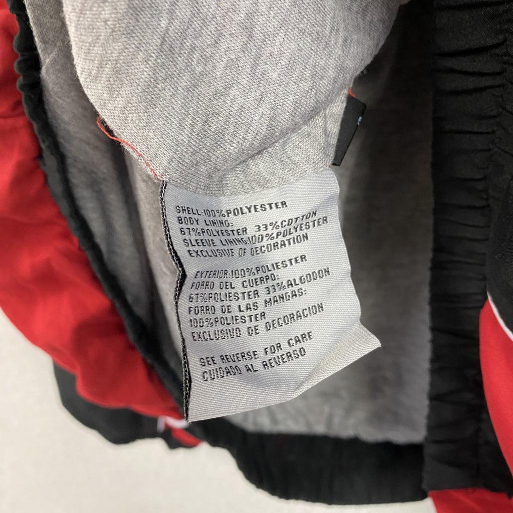 90s～　58 SPORTS　ハーフジッププルオーバージャケット　ワッペン　ラグランスリーブ　黒　ブラック　赤　レッド　2XLサイズ　　ヴィンテージ　古着