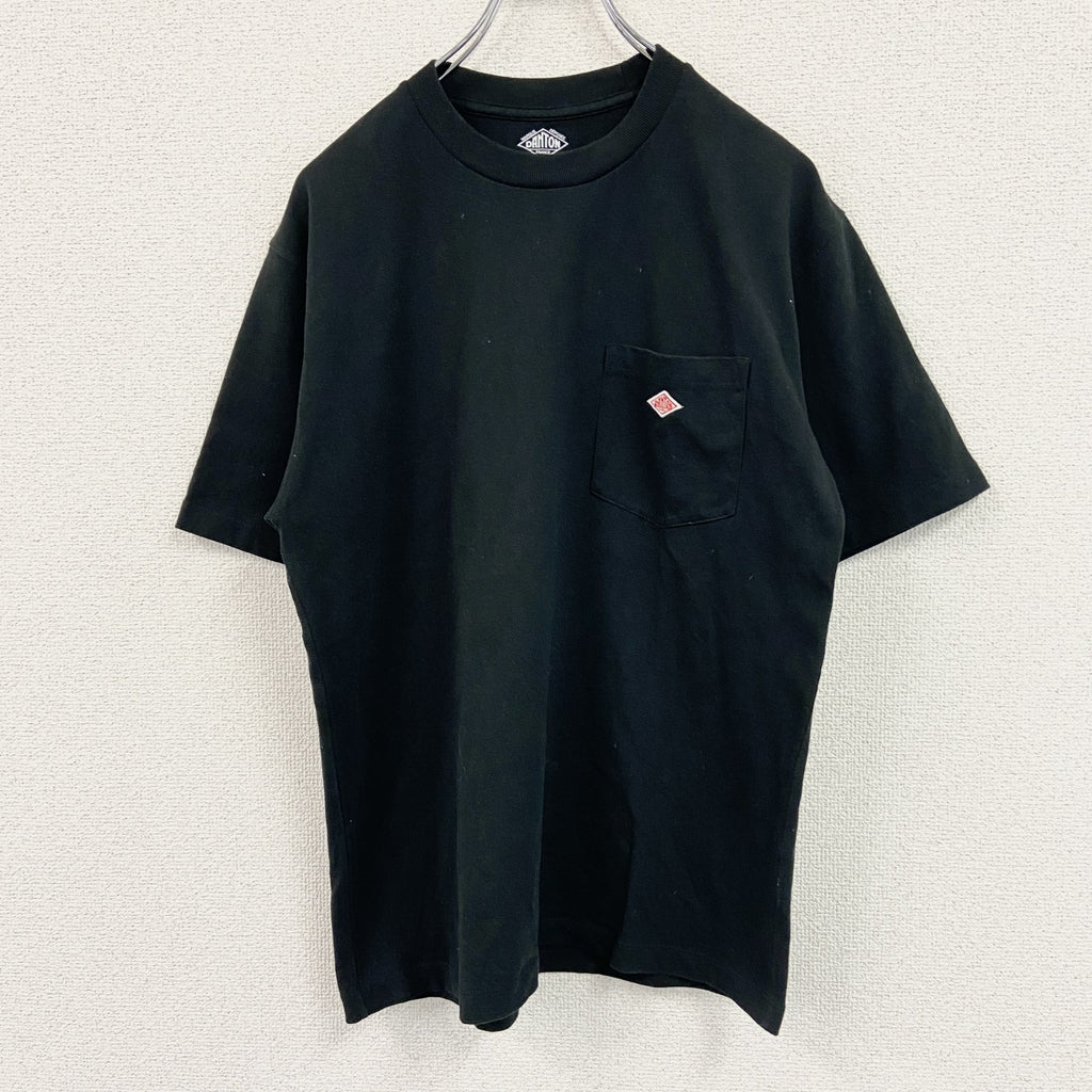 DANTON　ダントン　半袖Ｔシャツ　ワンポイントロゴワッペン　黒　ブラック　40サイズ　古着