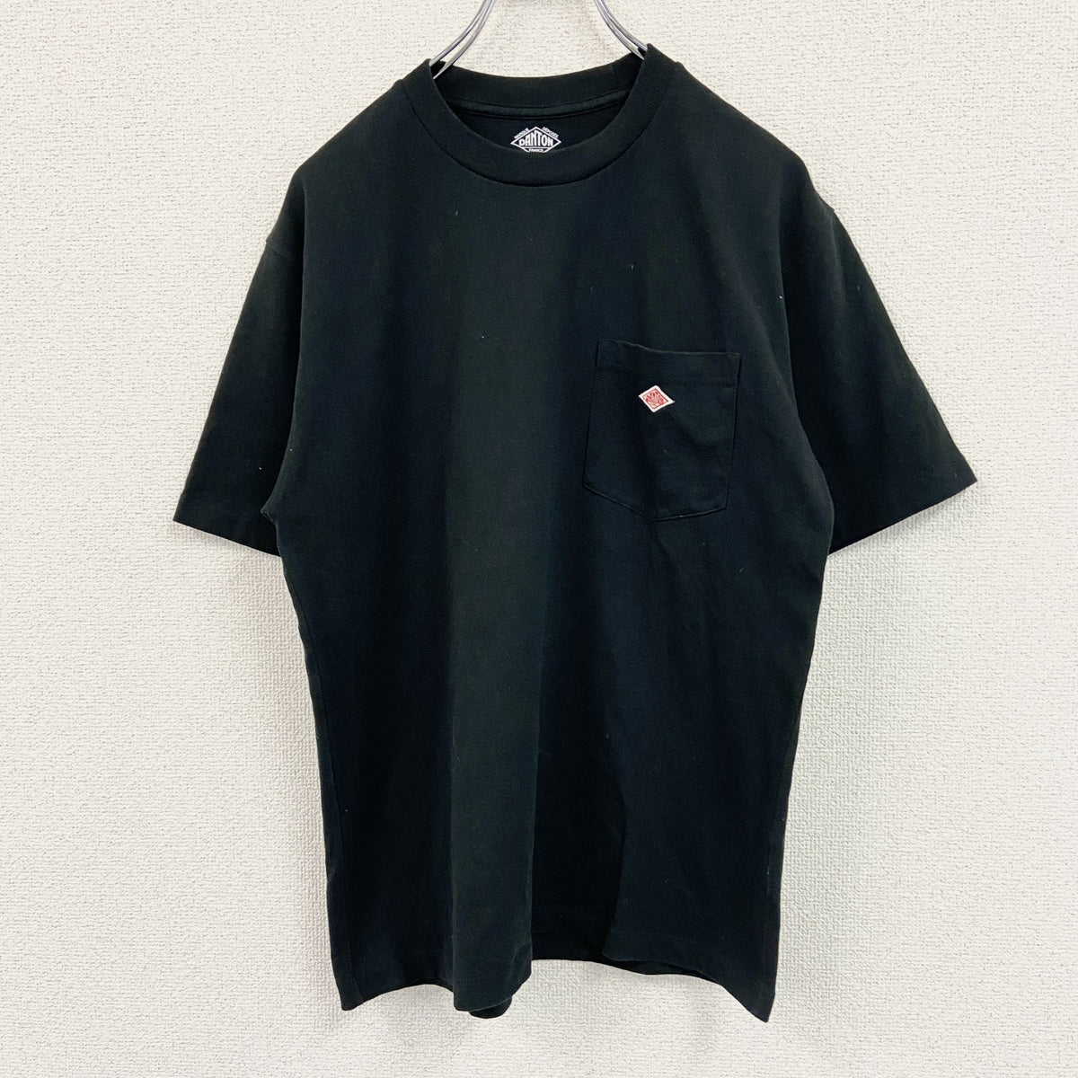 DANTON　ダントン　半袖Ｔシャツ　ワンポイントロゴワッペン　黒　ブラック　40サイズ　古着