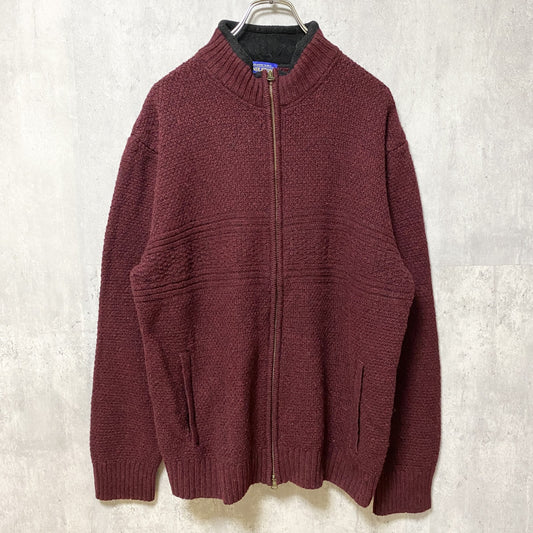 90s　PENDLETON ペンドルトン　長袖カーディガン　ニットセーター　フルジップ　ハイネック　XLサイズ