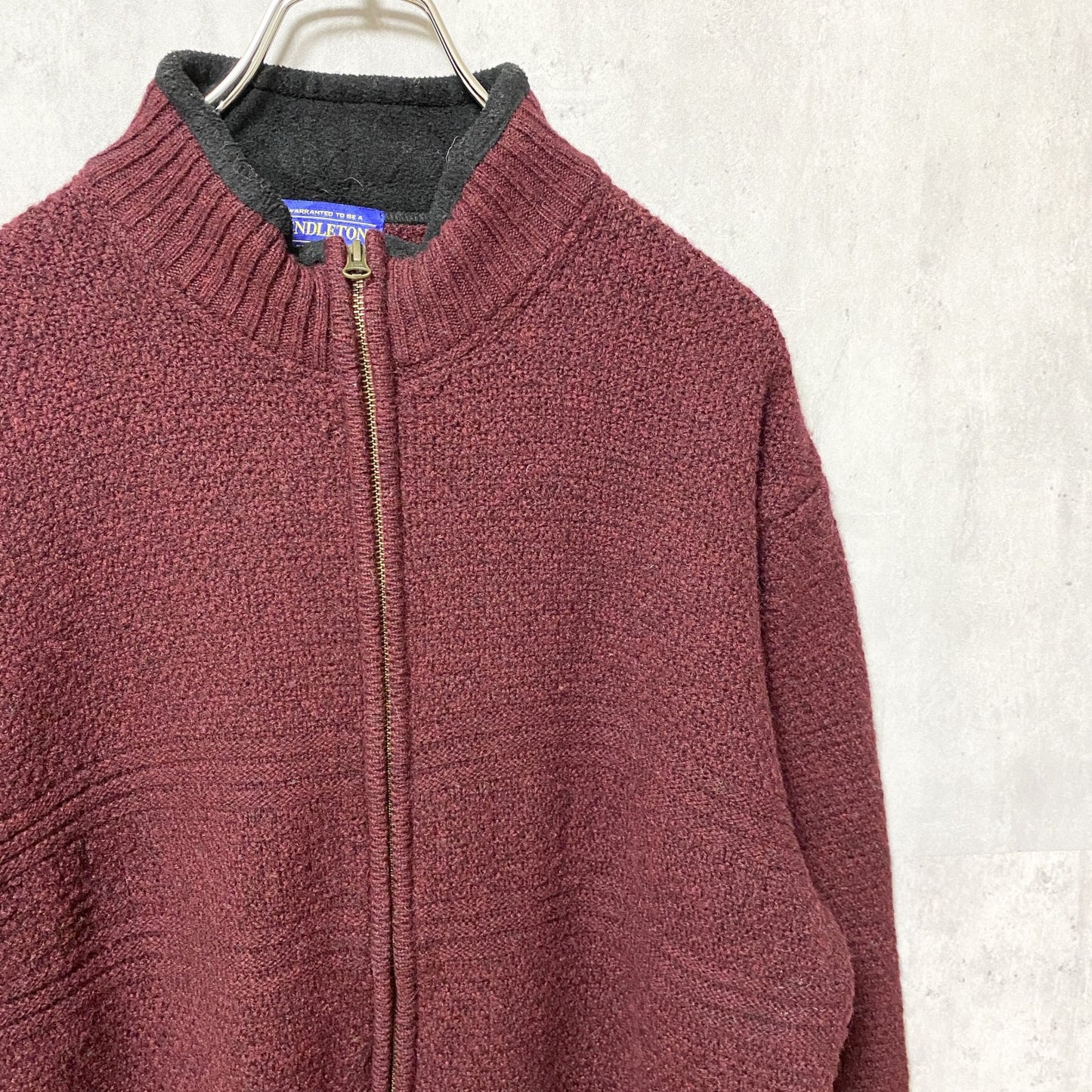 90s　PENDLETON ペンドルトン　長袖カーディガン　ニットセーター　フルジップ　ハイネック　XLサイズ