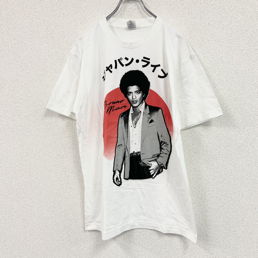 Print Star　プリントスター ブルーノマーズ　半袖ミュージックシンガープリントTシャツ　白　ホワイト　Lサイズ　古着