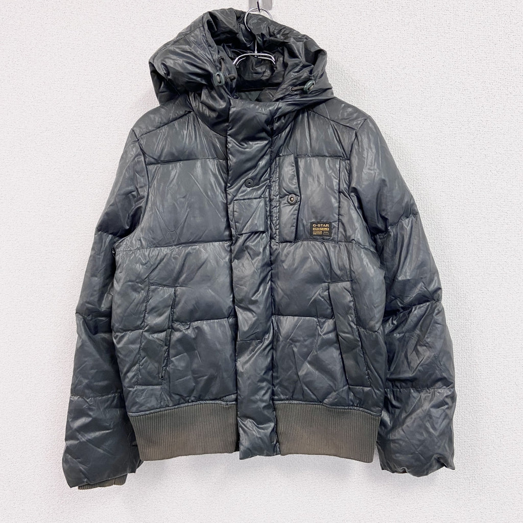 G-STAR RAW　ジースターロゥ　フード付きダウンコート　比翼仕立て　黒　ブラック　Mサイズ　古着