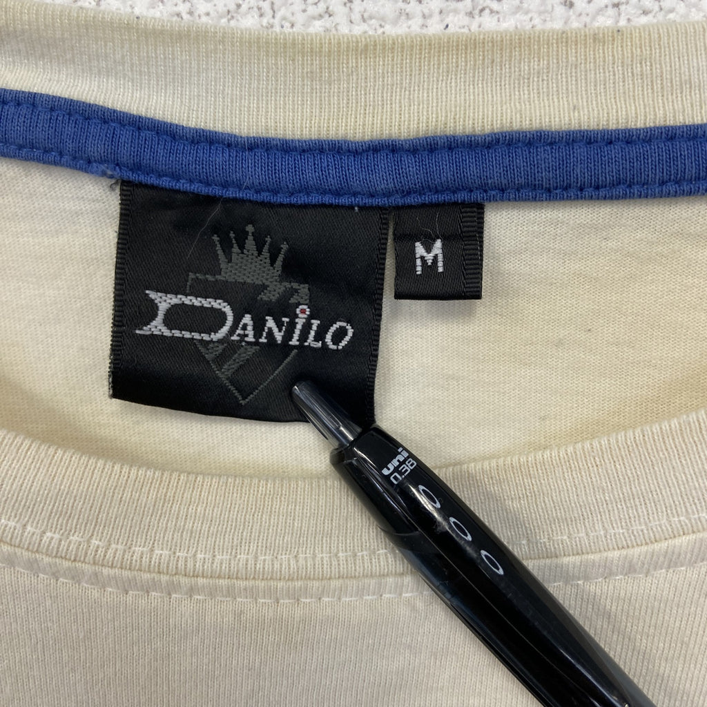 DANILO　半袖ビッグプリントTシャツ　コンパス　方位磁石　クルーネック　レトロ　カジュアル　白　ホワイト　Mサイズ　古着