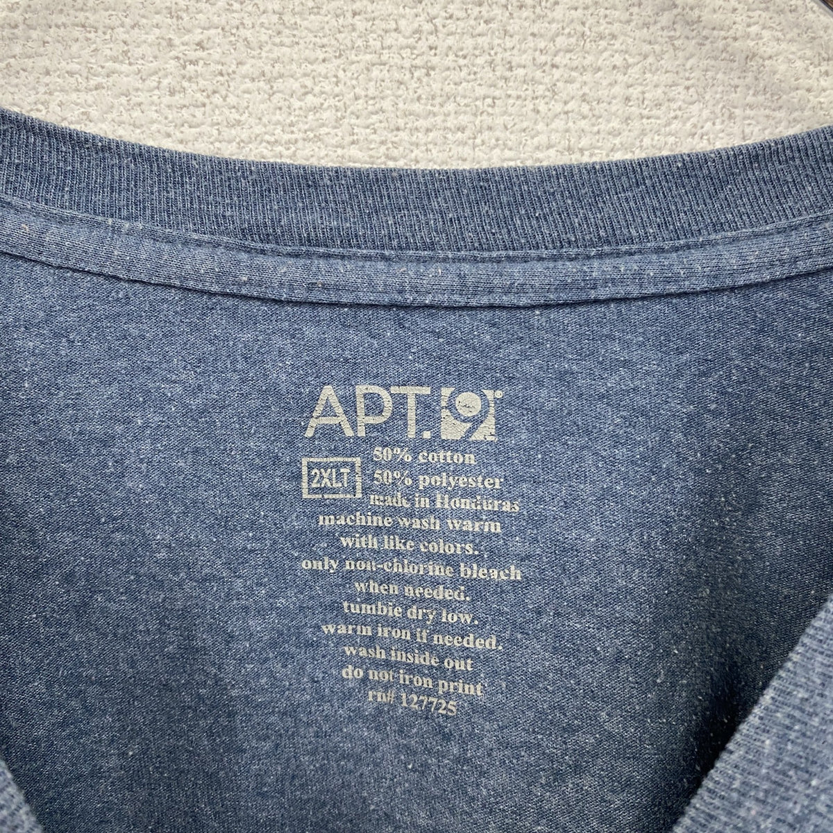 APT.9　アプトナイン　半袖プリントTシャツ　羅針盤　青　ブルー　2XLサイズ カットソー メンズ コットン 古着