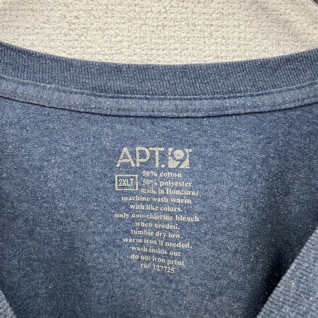 APT.9　アプトナイン　半袖プリントTシャツ　羅針盤　青　ブルー　2XLサイズ　古着