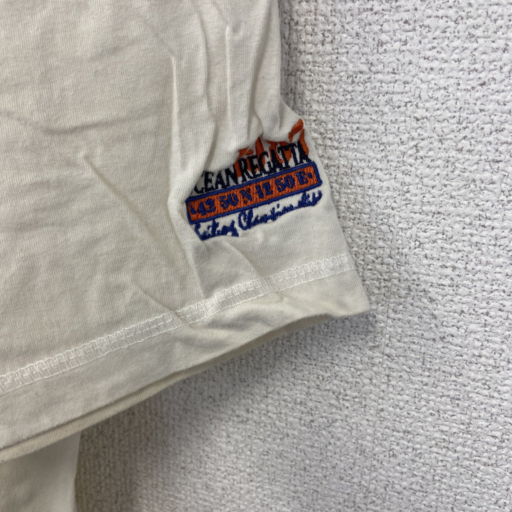 DANILO　半袖ビッグプリントTシャツ　コンパス　方位磁石　クルーネック　レトロ　カジュアル　白　ホワイト　Mサイズ　古着