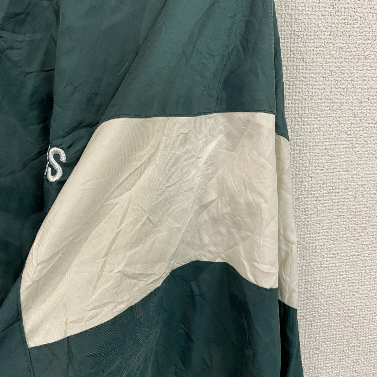 Pearl Pacific　フルジップジャケット　刺繍ロゴ　ワンポイント　緑　グリーン　28サイズ ウインドブレーカー ナイロンアウター メンズ 古着