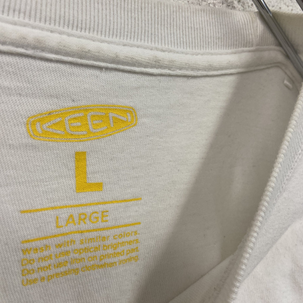 KEEN　キーン　長袖プリントTシャツ/ロンT　白　ホワイト　Lサイズ　古着