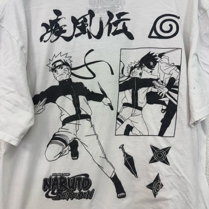 NARUTO　ナルト　半袖アニメプリントTシャツ　JUMP　ジャンプ　クルーネック　レトロデザイン　Lサイズ　古着