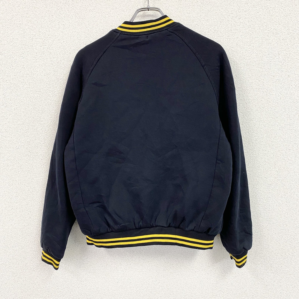 HAMPDEN　スウェットスタジャン　ラグランスリーブ　刺繍ロゴ　ワッペン　リブライン　紺　ネイビー　Sサイズ トレーナー スウェットトップス スタジアムジャンパー 古着