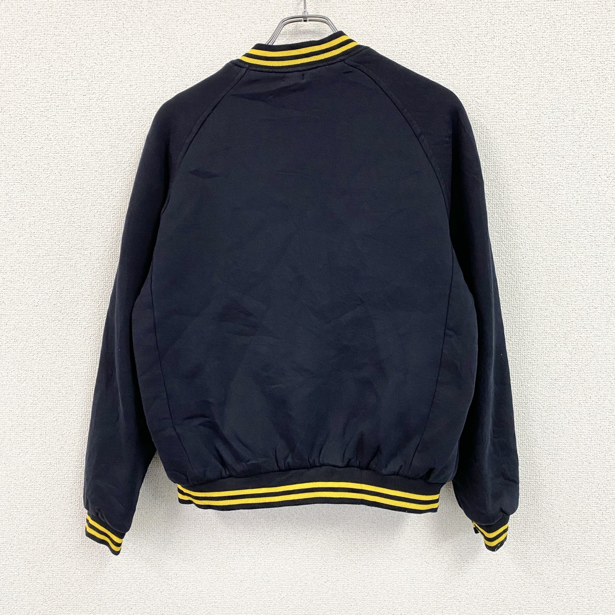 HAMPDEN　スウェットスタジャン　ラグランスリーブ　刺繍ロゴ　ワッペン　リブライン　紺　ネイビー　Sサイズ トレーナー スウェットトップス スタジアムジャンパー 古着