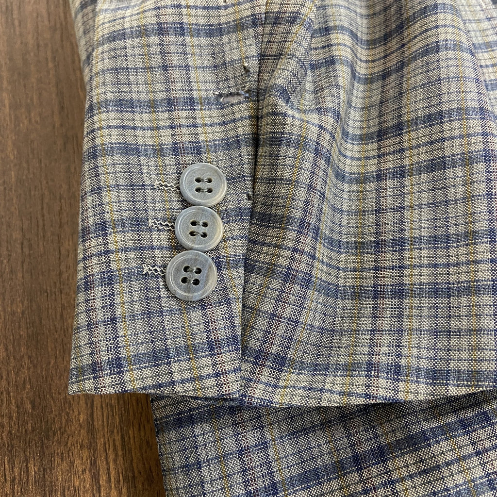 Aquascutum アクアスキュータム　テーラードジャケット　チェック柄　ノッチドラペル　灰色　グレー　古着