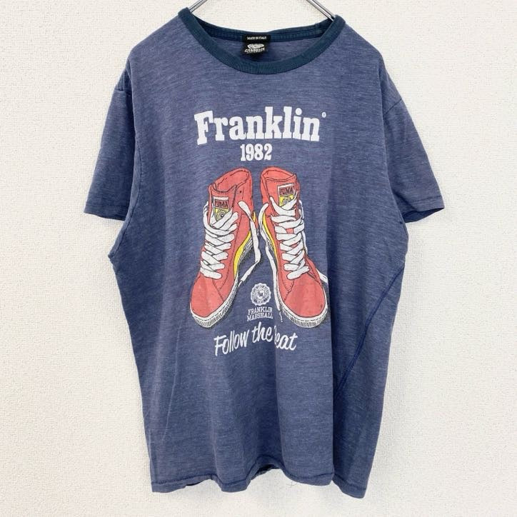 イタリア製　FRANKLIN MARSHALL　半袖プリントTシャツ　スニーカー　靴　ヴィンテージ　2XLサイズ　古着