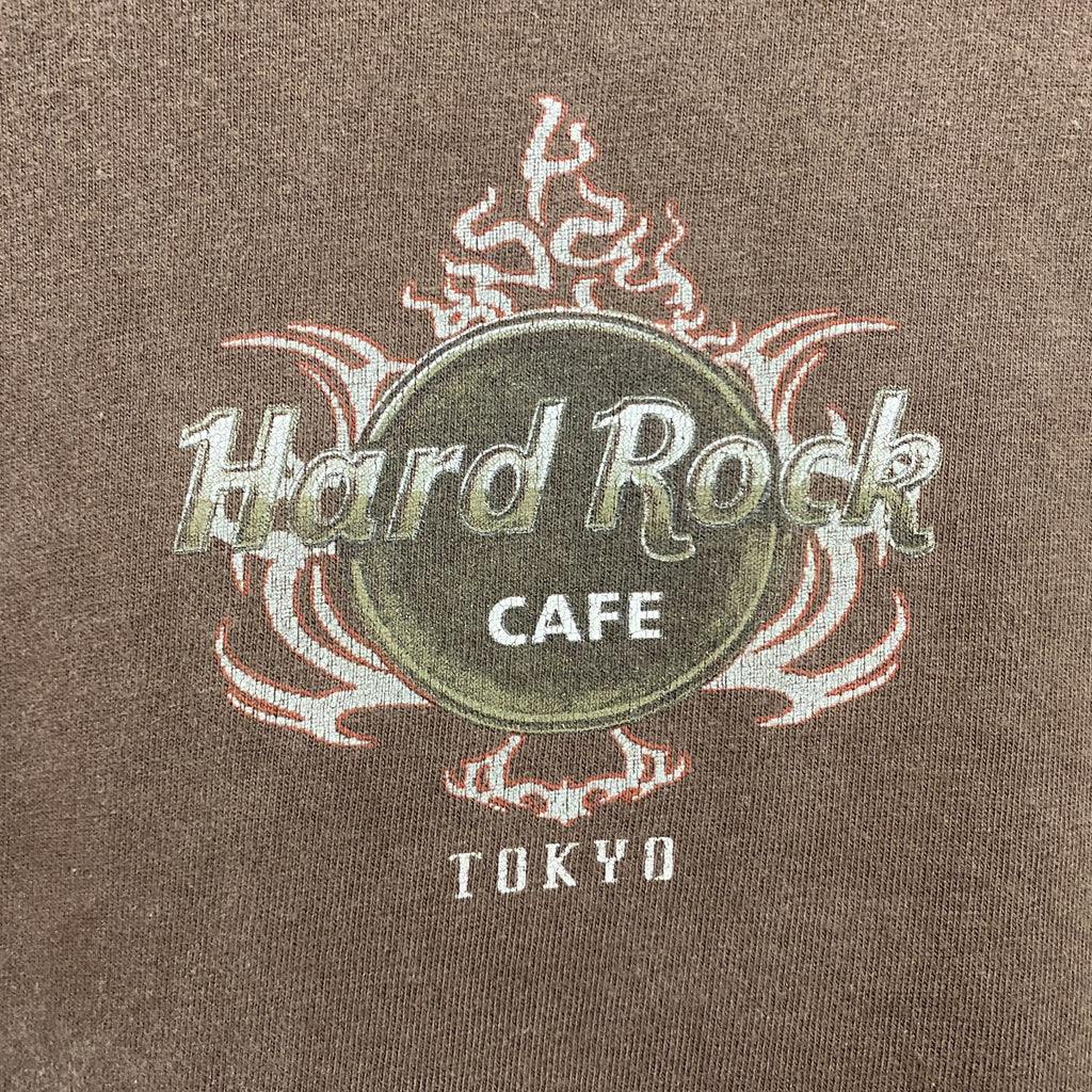 Hard Rock Cafe　ハードロックカフェ　半袖プリントアドバタイジングTシャツ　虎柄　龍柄　両面プリント　茶色　ブラウン　古着