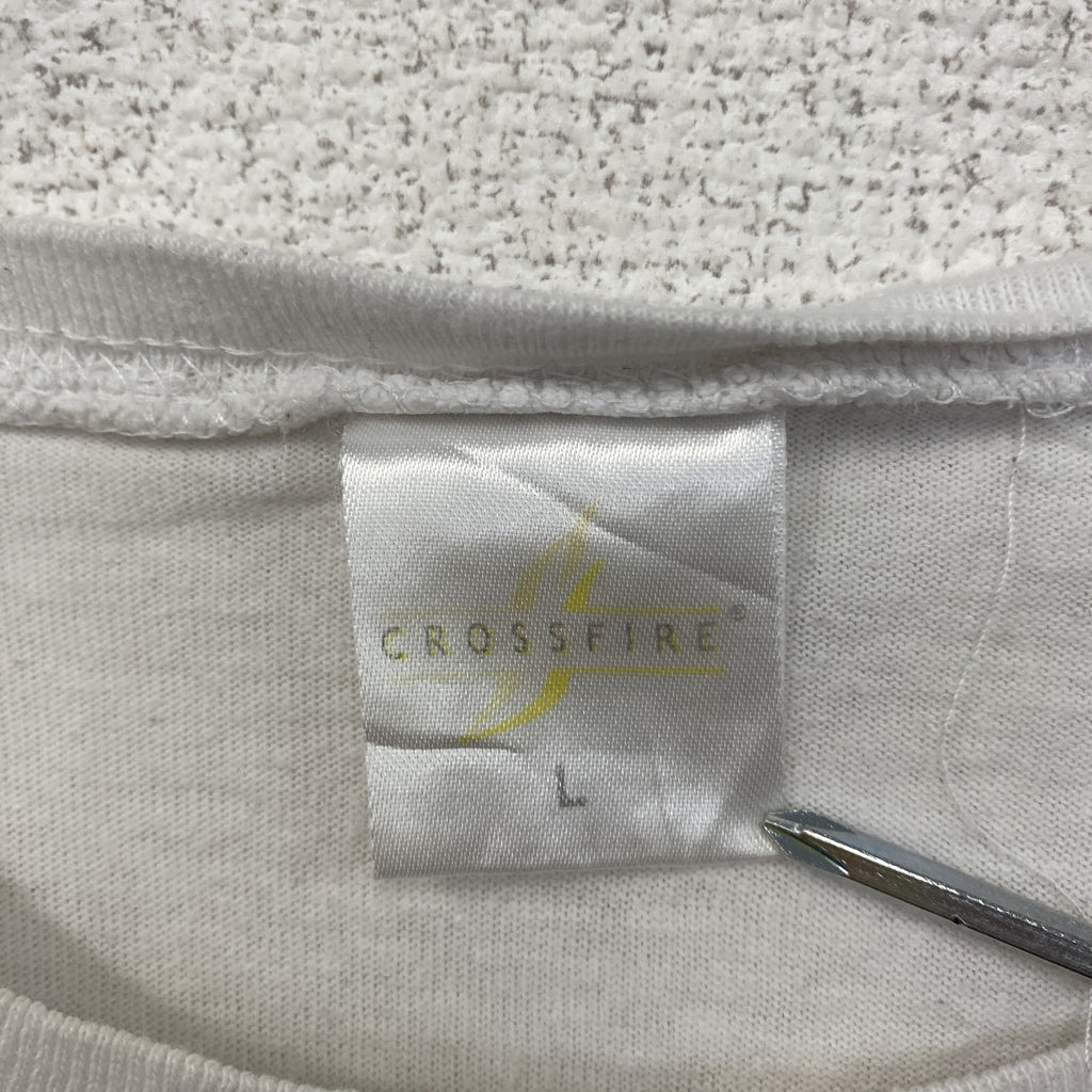 CROSSFIRE　半袖プリントTシャツ　ドイツ代表　サッカー　白　ホワイト　Lサイズ　古着