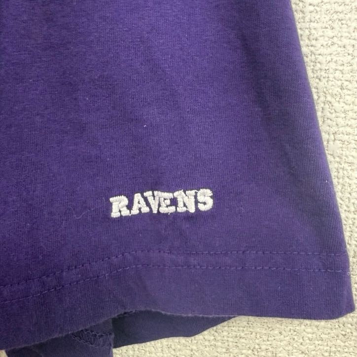 NFL　半袖プリントTシャツ　クルーネック　刺繍　レトロデザイン　RAVENS　紫　パープル　XLサイズ　古着