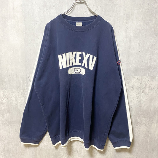 古着 used　NIKE ナイキ　XV　2003　長袖ロゴスウェット　トレーナー　ネイビー　ビックシルエット　XXLサイズ