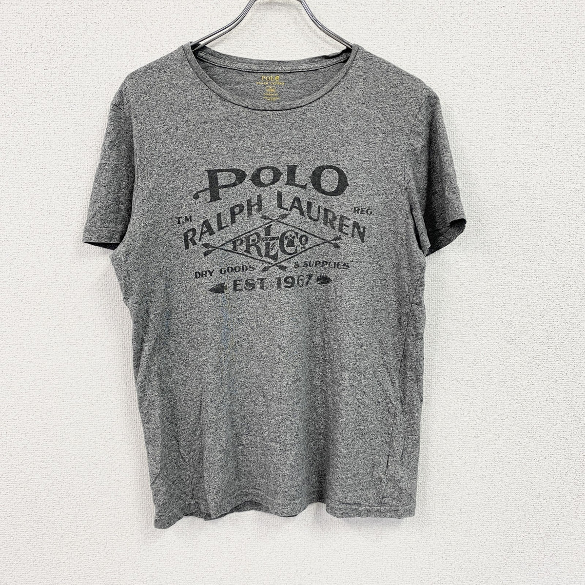 POLO RALPH LAUREN　ラルフローレン　半袖プリントTシャツ　アーチプリント　デカロゴ　灰色　グレー　Mサイズ　古着