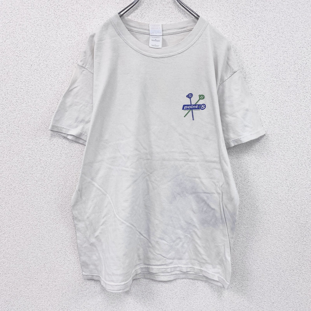 00s　GILDAN　ギルダン　半袖プリントTシャツ　企業T　ヴィンテージ　白　ホワイト　Lサイズ　古着