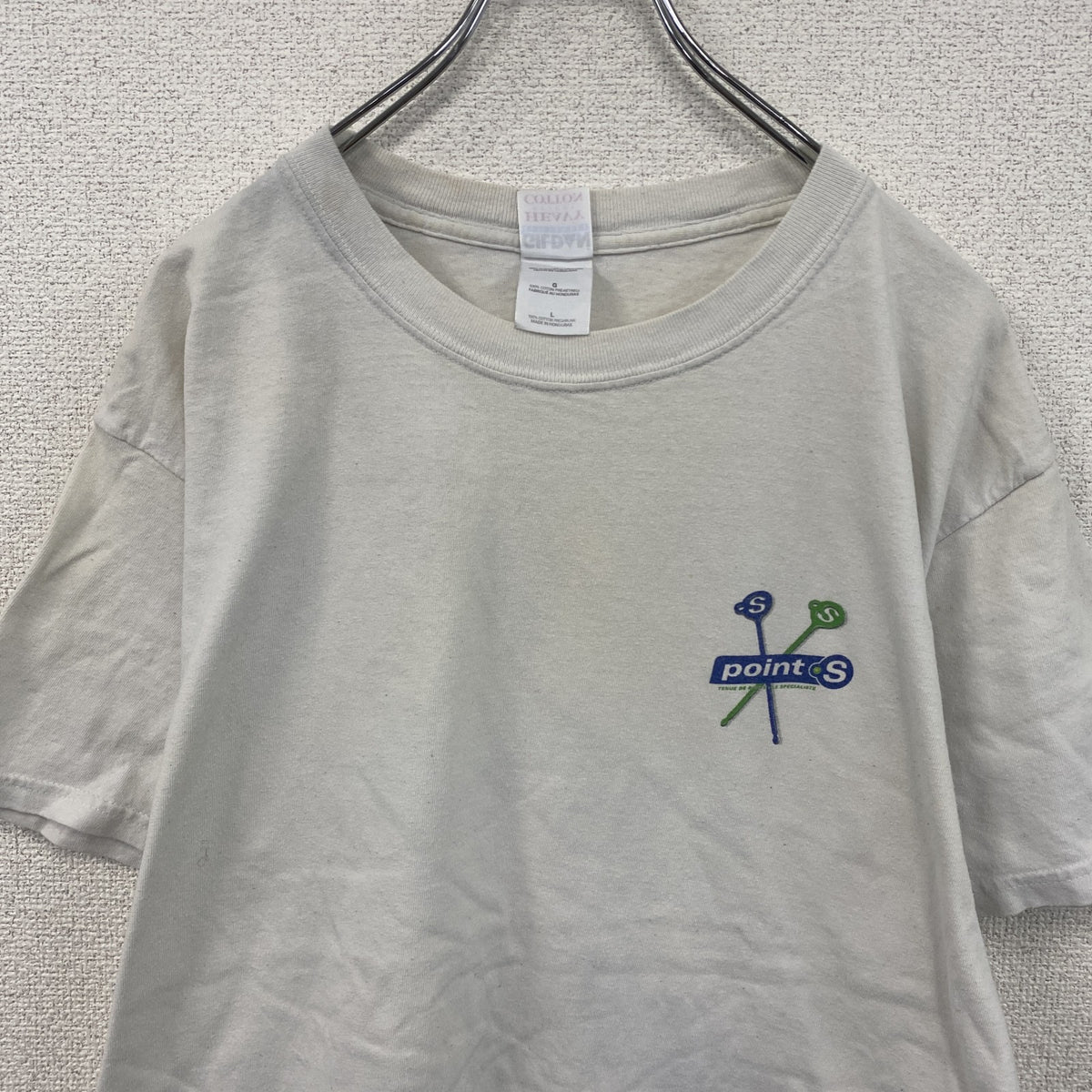 00s　GILDAN　ギルダン　半袖プリントTシャツ　企業T　ヴィンテージ　白　ホワイト　Lサイズ　古着