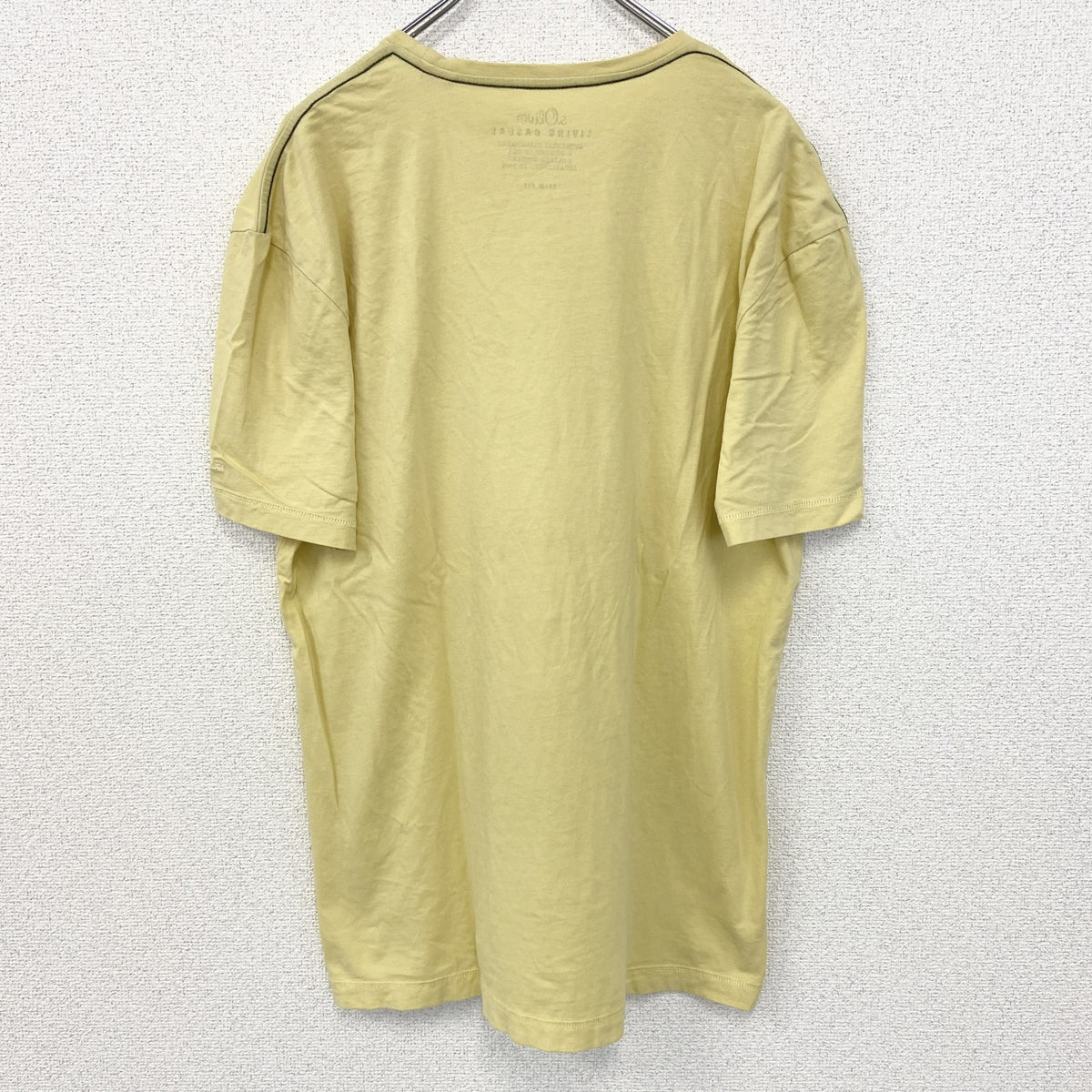 LIVING CASUAL　半袖プリントTシャツ　REAL FASHION　クルーネック　黄色　イエロー　XXLサイズ　古着
