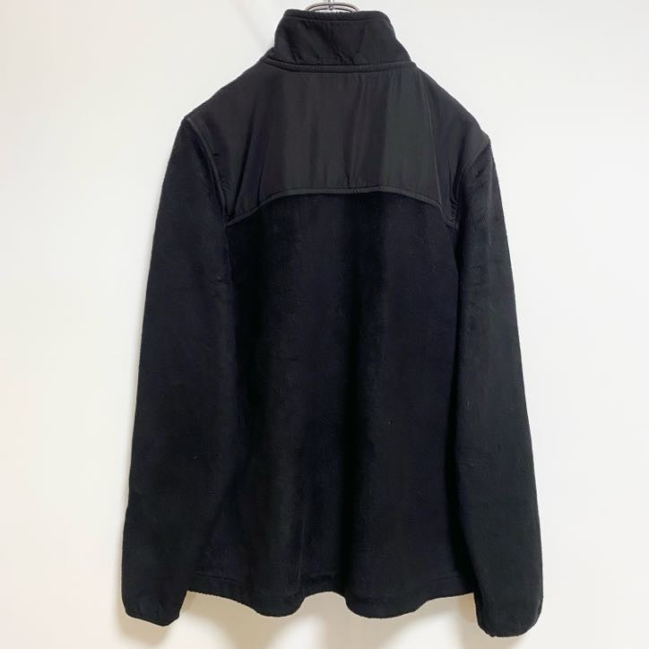 古着 used　FILA SPORT　長袖異素材切替フリースジャケット　ハイネックアウター　ポイント刺繍　黒　ブラック　Mサイズ
