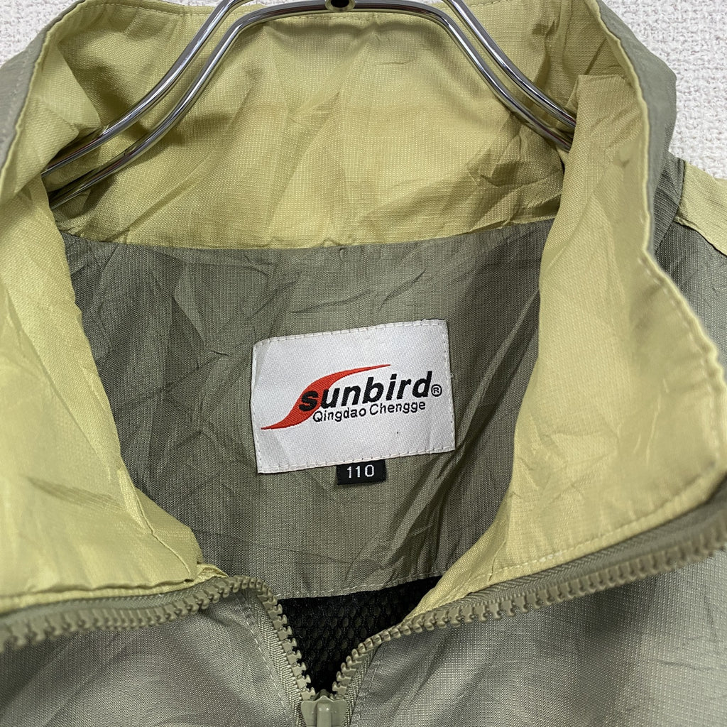 00s　sunbird　サンバード　アテネオリンピック　フルジップジャケット　刺繍ロゴ　ワッペン　カーキ　110サイズ　古着