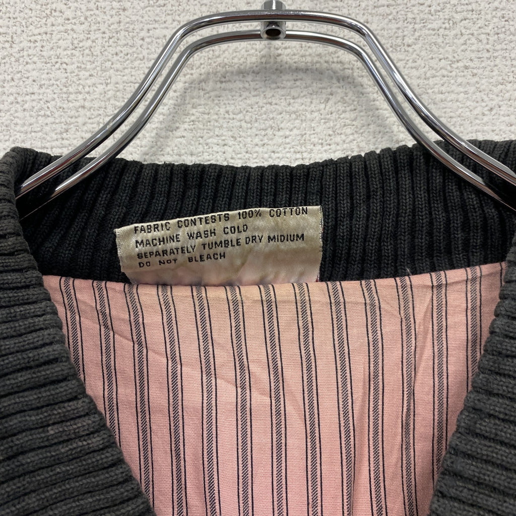 90s　FRONT ROW　ブラックデニムスタジャン/スタジアムジャケット　ヴィンテージ　黒　ブラック　Lサイズ　古着