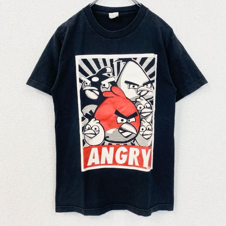 ALSTYLE　アングリーバード　半袖ゲームキャラクタープリントTシャツ　黒　ブラック　イラストデザイン　Sサイズ　古着