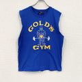 ～00s　GOLD’S GYM　ゴールドジム　タンクトップ/ノースリーブ　アドバタイジング　アーチプリント　青　ブルー　Lサイズ　古着