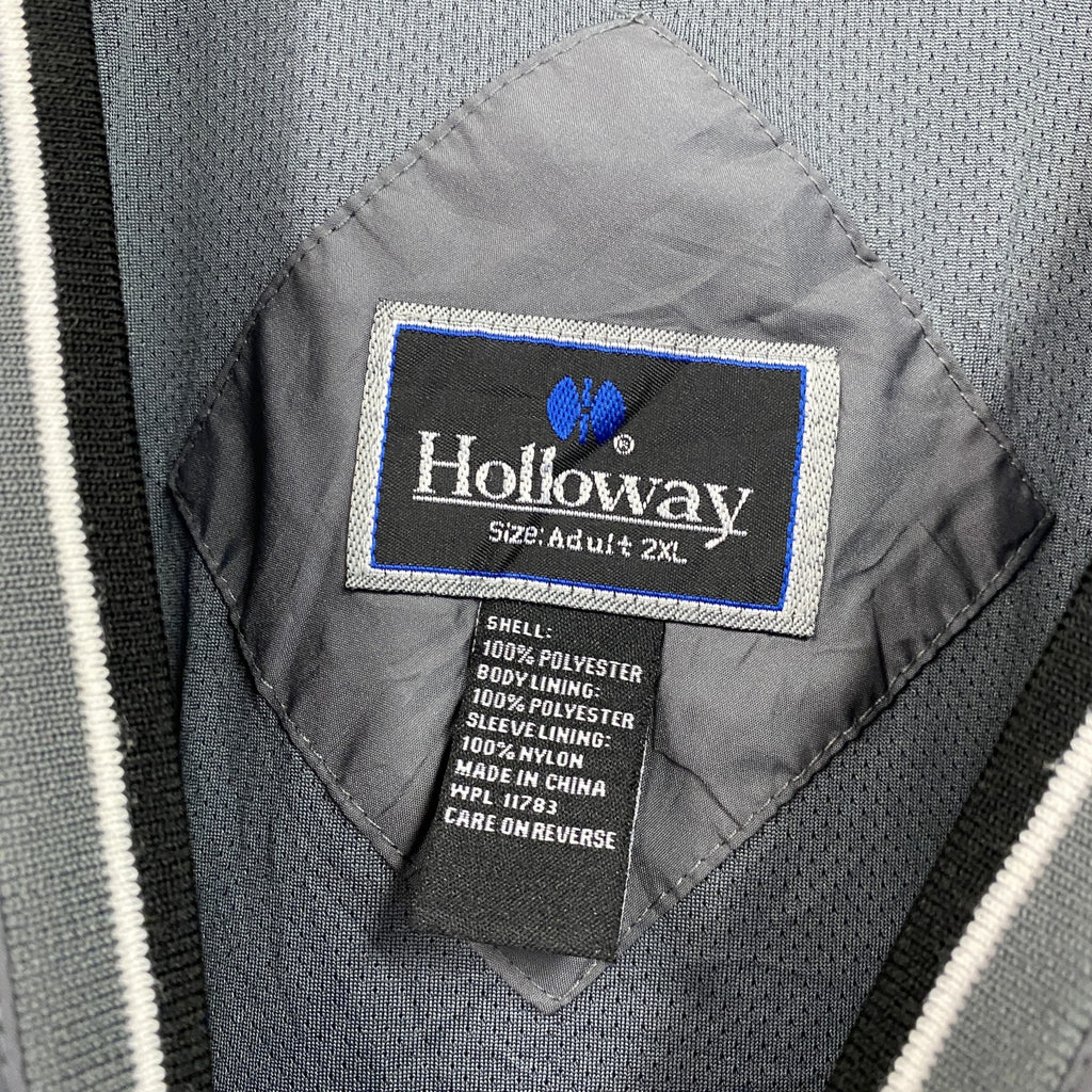 90s　Holloway　ホロウェイ　プルオーバージャケット　Vネック　ワッペン　アーチプリント　灰色　グレー　2XLサイズ ヴィンテージ ウインドブレーカー ナイロンアウター メンズ 古着