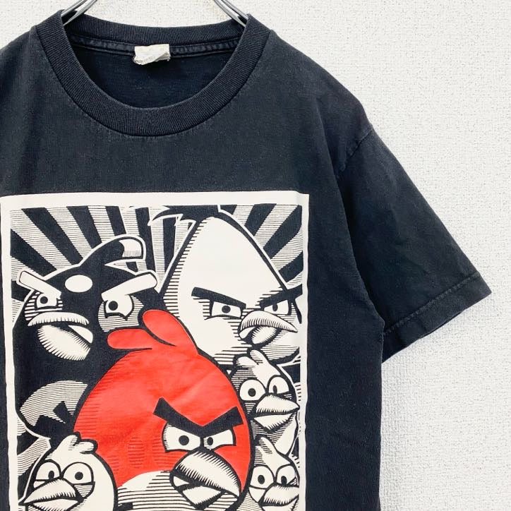 ALSTYLE　アングリーバード　半袖ゲームキャラクタープリントTシャツ　黒　ブラック　イラストデザイン　Sサイズ　古着