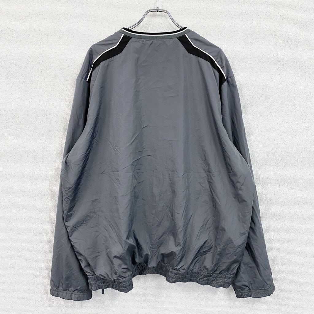 90s　Holloway　ホロウェイ　プルオーバージャケット　Vネック　ワッペン　アーチプリント　灰色　グレー　2XLサイズ ヴィンテージ ウインドブレーカー ナイロンアウター メンズ 古着