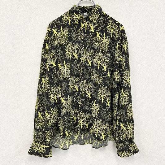 CARDCHE　長袖シャツ　総柄　黄色　イエロー　Lサイズ