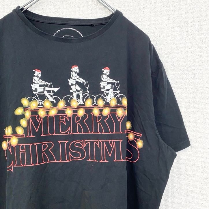 ORIGINAL STORMTROOPER LONDON　半袖プリントTシャツ　メリークリスマス　サンタ　黒　ブラック　古着