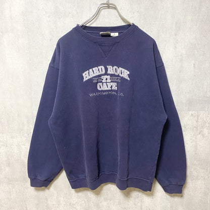 古着 used　HARD ROCK CAFE ハードロックカフェ　90s　長袖ロゴスウェット　トレーナー　ネイビー　Sサイズ