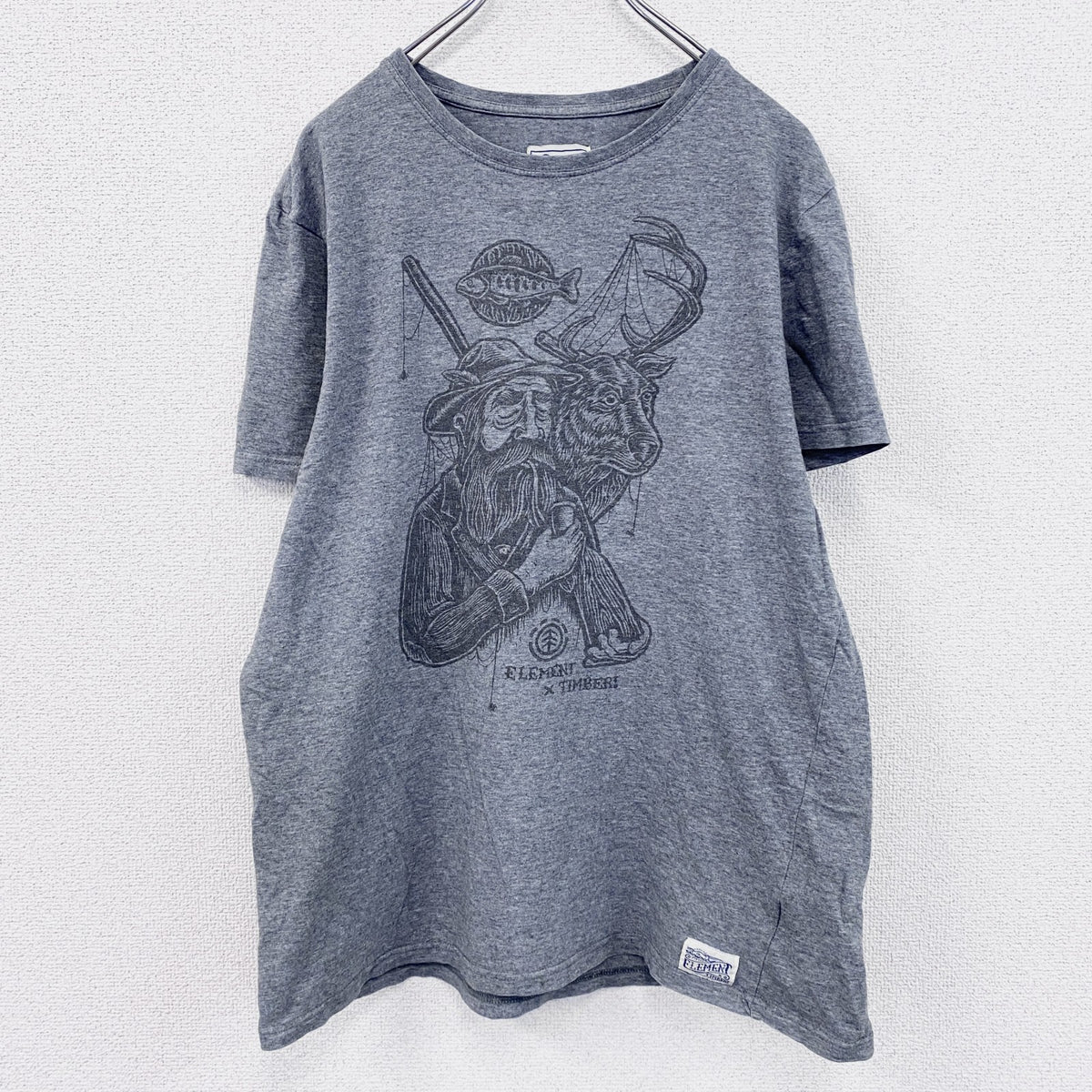 ELEMENT　エレメント　TIMBER！　ティンバー　半袖Tシャツ　コラボＴ　ユーロ　灰色　グレー　XLサイズ　古着