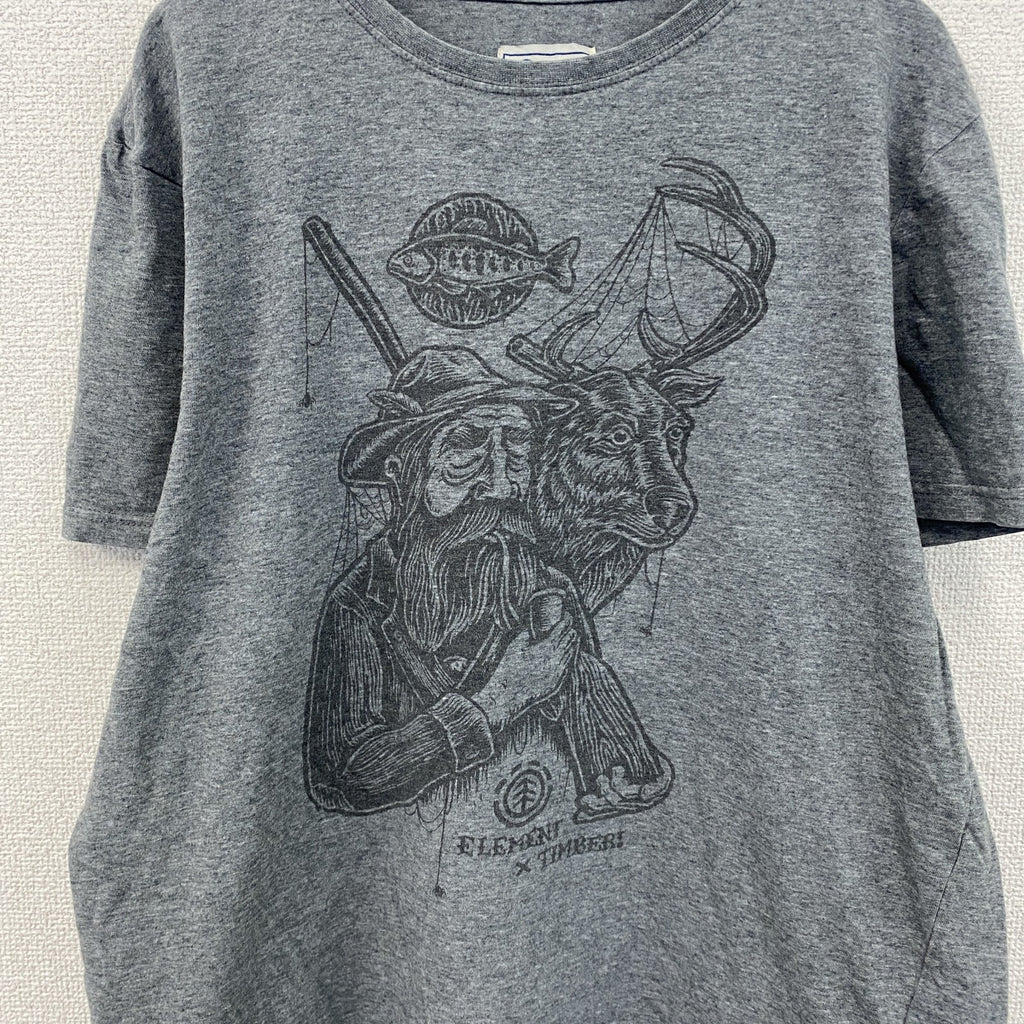 ELEMENT　エレメント　TIMBER！　ティンバー　半袖Tシャツ　コラボＴ　ユーロ　灰色　グレー　XLサイズ　古着