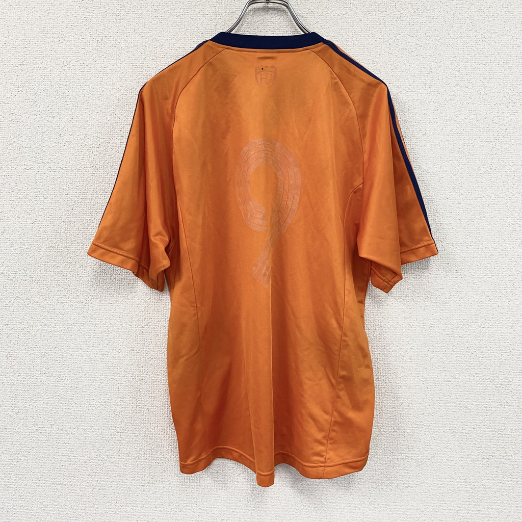 adidas　アディダス　半袖プリントTシャツ　ユニフォーム　オレンジ　Lサイズ　古着