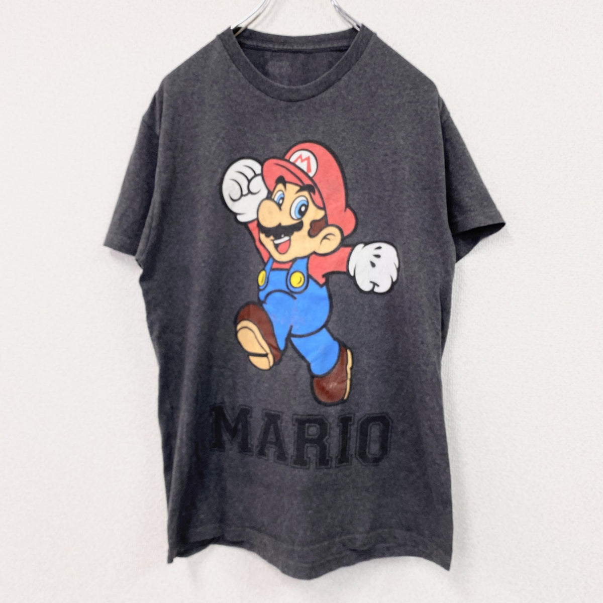 MARIO　スーパーマリオブラザーズ　マリオ　半袖プリントTシャツ　ダークグレー　古着